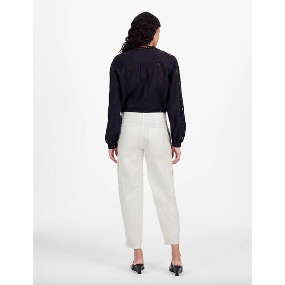 Madewell The Barrel Leg Utility Pant Garment Dyed Twill White Cargo US 6 NWT - Picture 3 of 14
